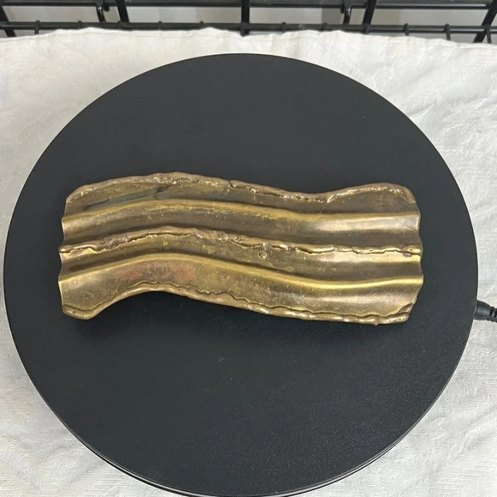 VINTAGE Rustic Solid Brass Abstract Belt Buckle.